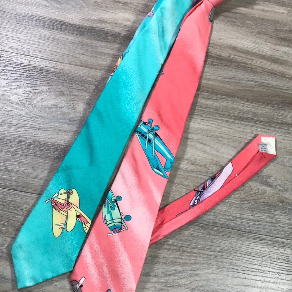 x2 Men's Vintage airplane Sabrina ties